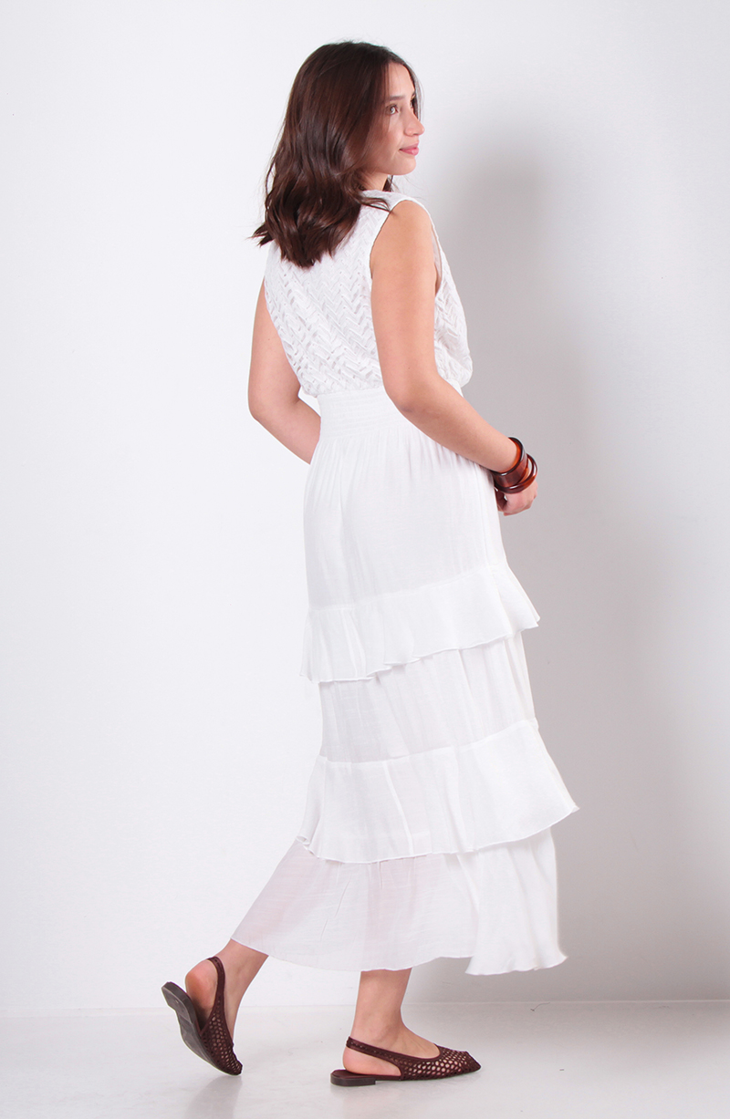 Vestido Sin Manga Broidery Con Cortes Escote V hover
