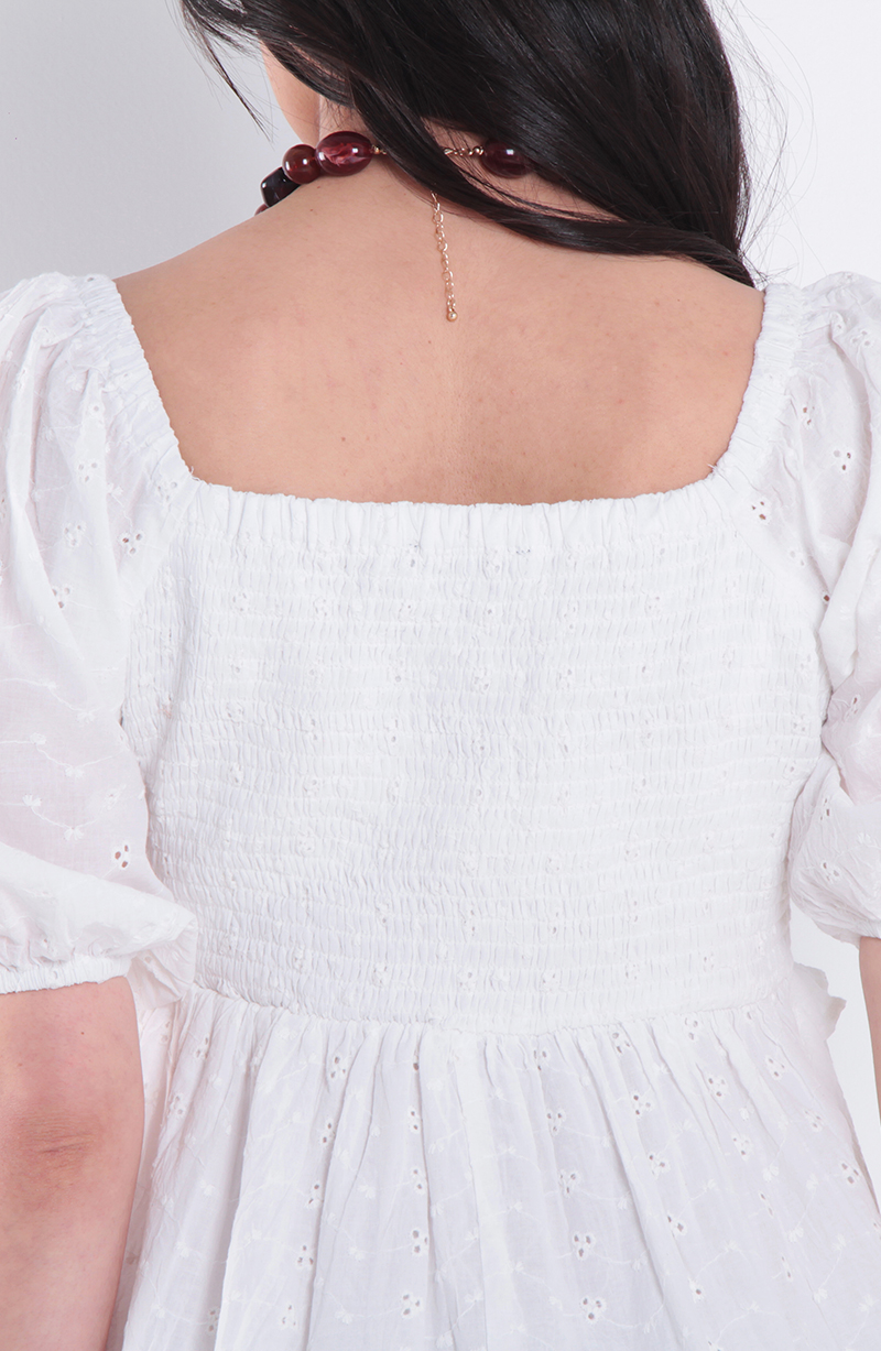 Vestido Corto Solid Manga Corta Escote Redondo hover