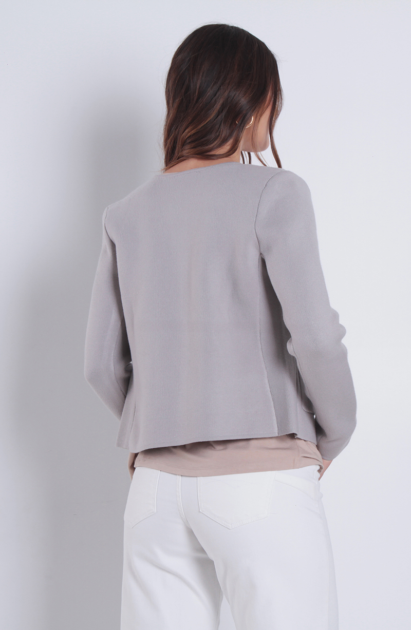 Chaqueta Tejida Manga Larga Abotonado Con Bolsillos Escote Redondo hover