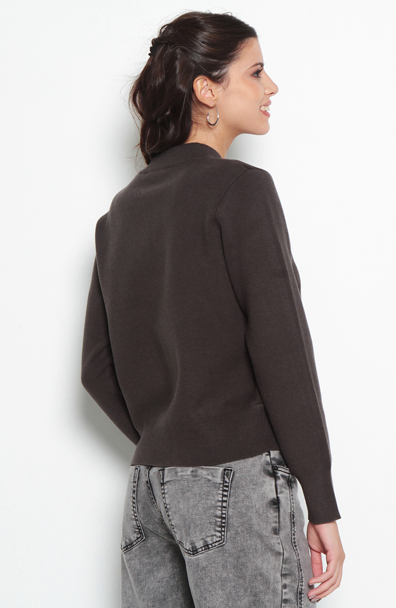 Chaqueta Suede Manga Larga Tejida Con Cierre En Delantero hover