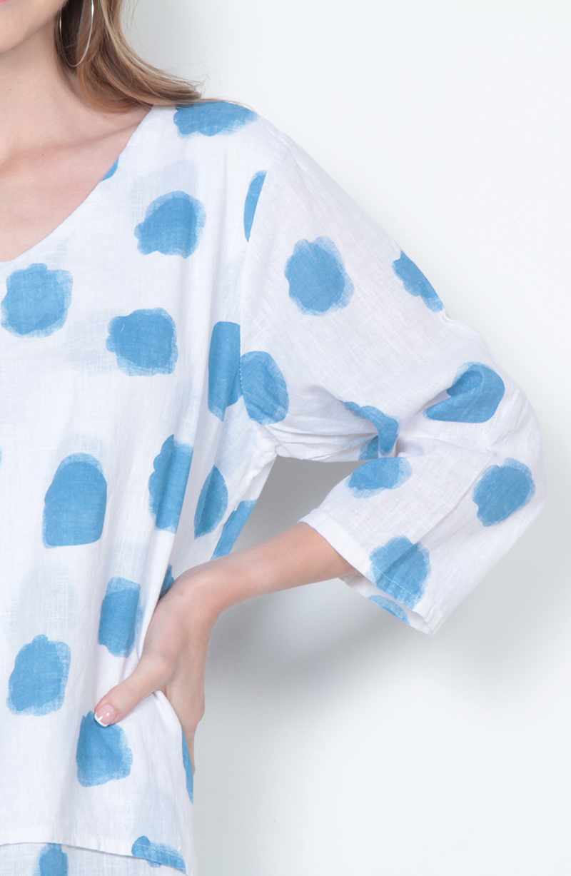 Blusa Manga 3/4 Lino Estampado Escote Redondo hover