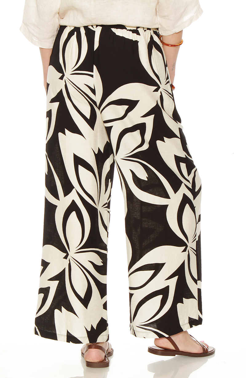 Pantalon Estampado Wide Leg Tiro Alto Pretina Ajustada hover
