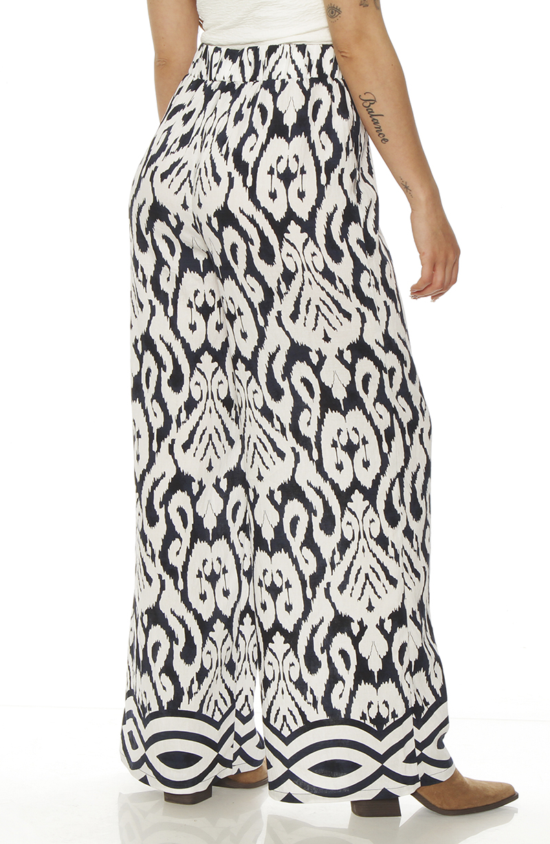 Pantalon Wide Leg Estampado Tiro Alto Pretina Elasticada hover