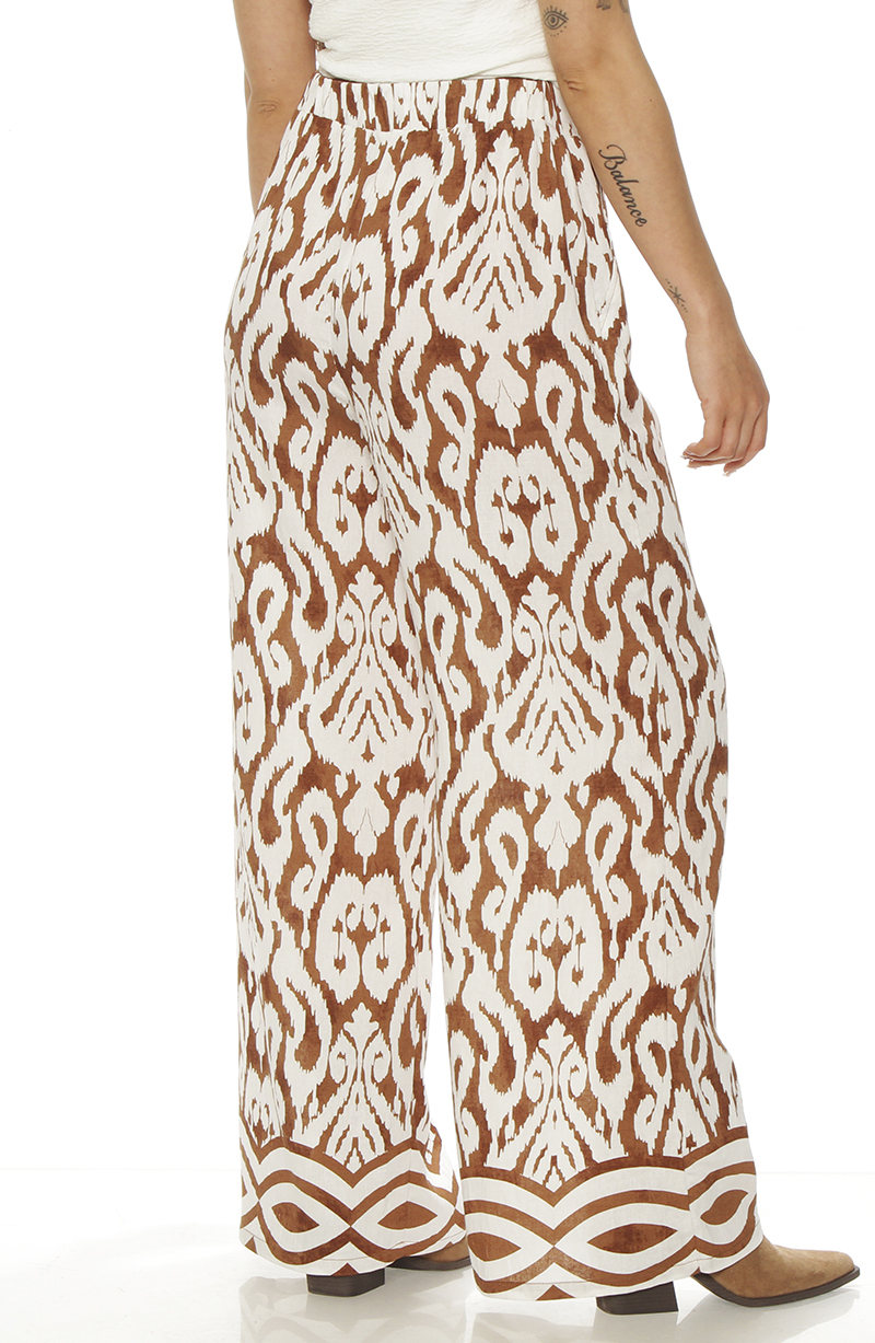 Pantalon Wide Leg Estampado Tiro Alto Pretina Elasticada hover