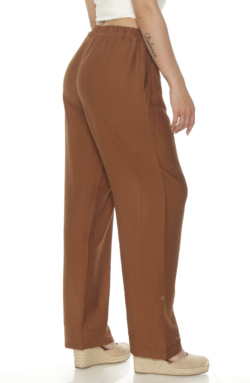 Pantalon Wide Leg Cargo Tiro Alto Pretina Elasticada Y Lazo hover