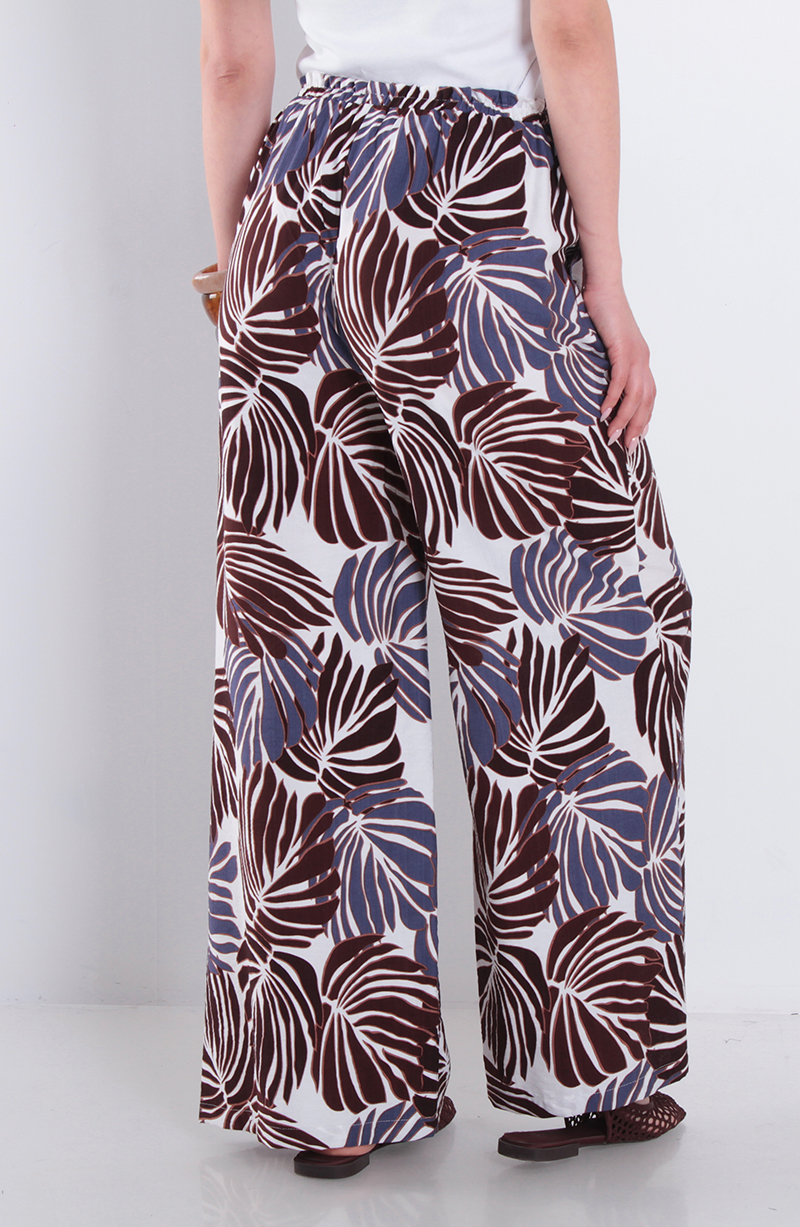 Pantalon Estampado Wide Leg Tiro Alto Pretina Media Elasticada hover