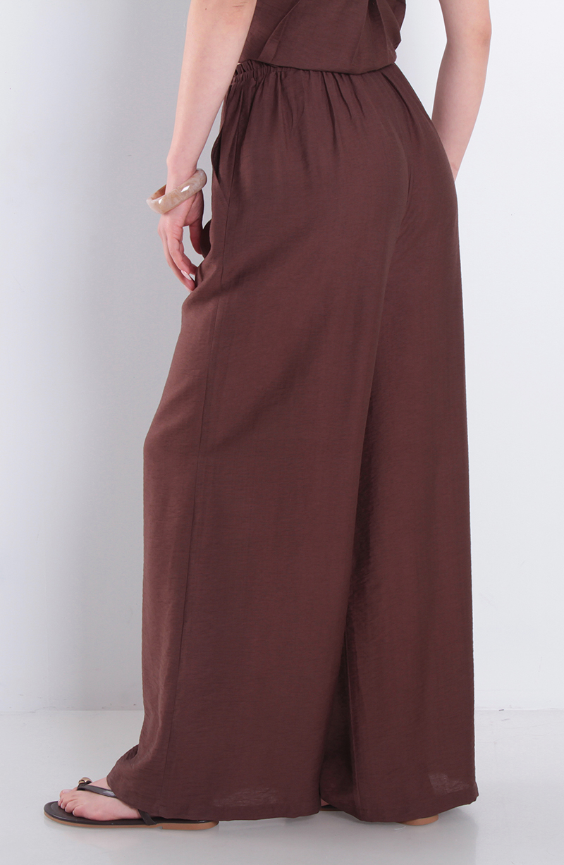 Pantalon Wide Leg Tiro Alto Pretina Media Elasticada hover