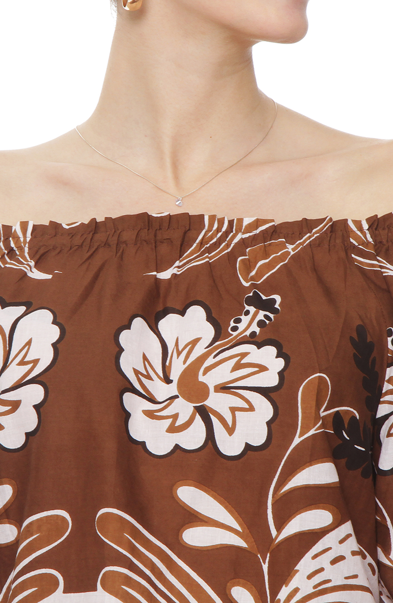 Blusa Manga 3/4 Estampadacon Escote Elasticado hover