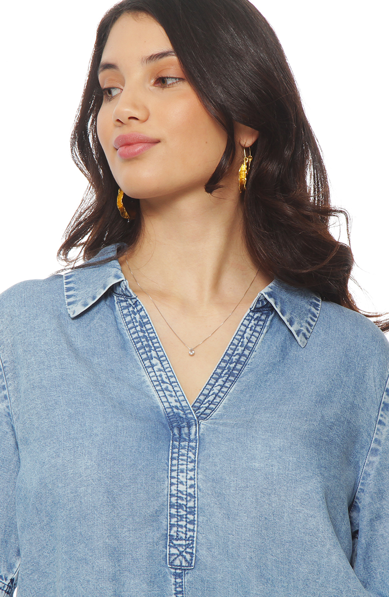 Blusa Manga Corta Lyocell Escote V hover