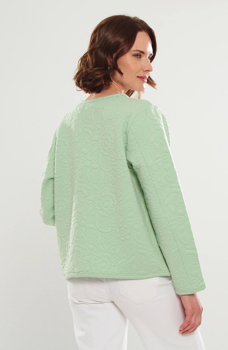 Chaqueta Manga Larga Abotonada Escote Redondo Con Bolsillos hover