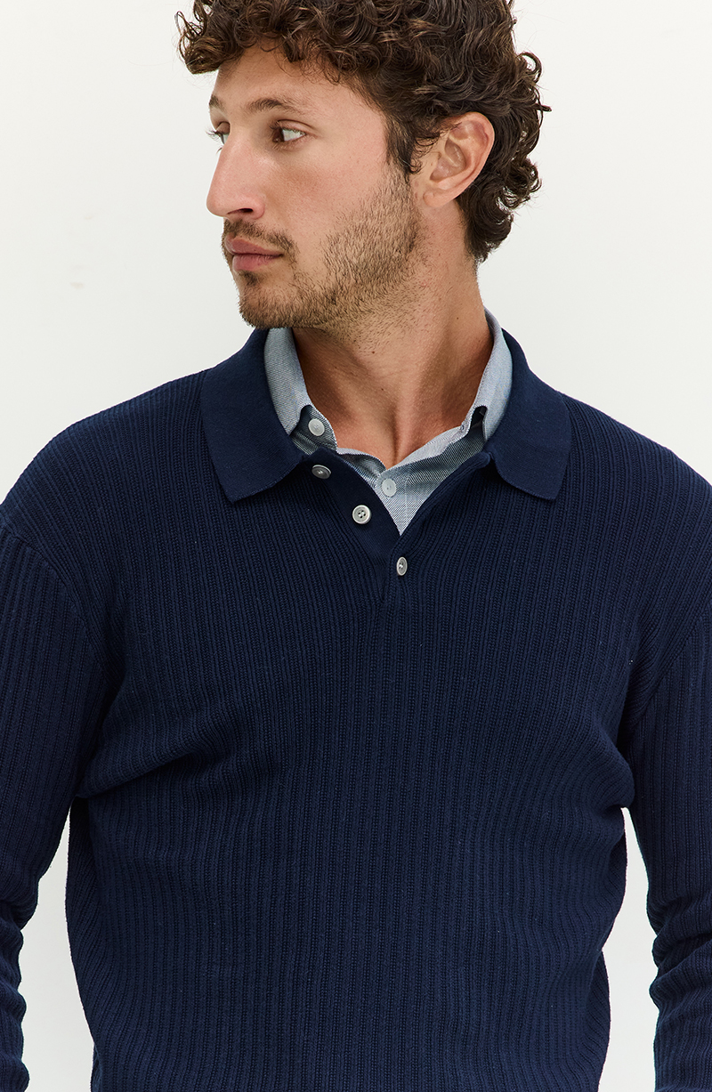 Sweater Hombre Manga Larga Con Cuello Y Botones En Delantero hover