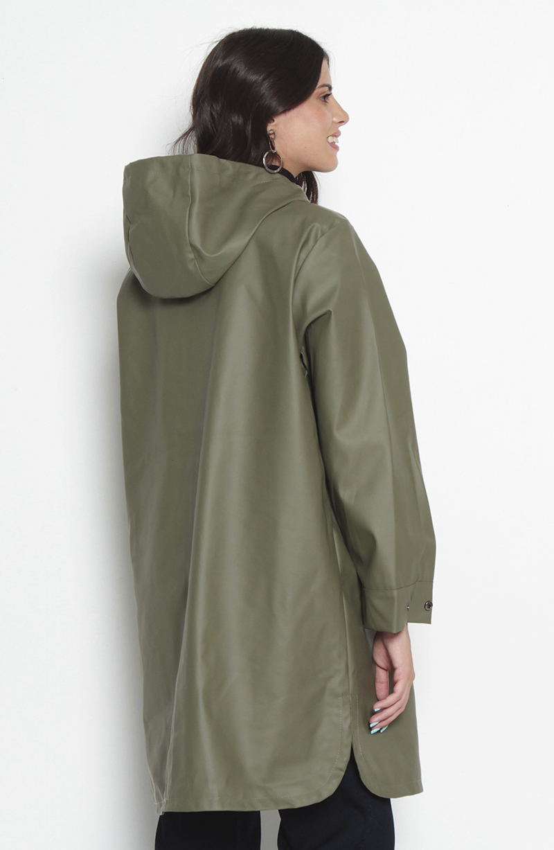 Chaqueta Impermeable Solida Con Capucha Y Bolsillos hover