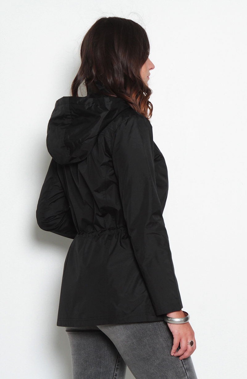 Chaqueta Manga Larga Con Capucha Y Cintura Ajustable hover