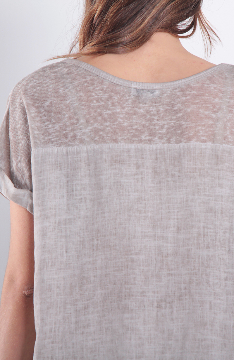 Polera Lino Manga Corta Escote Redondo hover