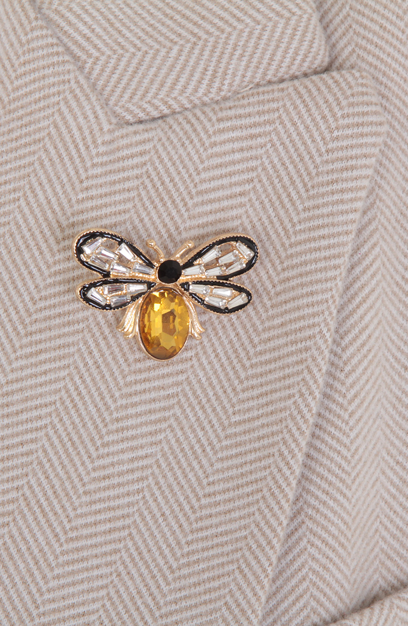 Pin Abeja Dorada Con Cristal Decorativo hover