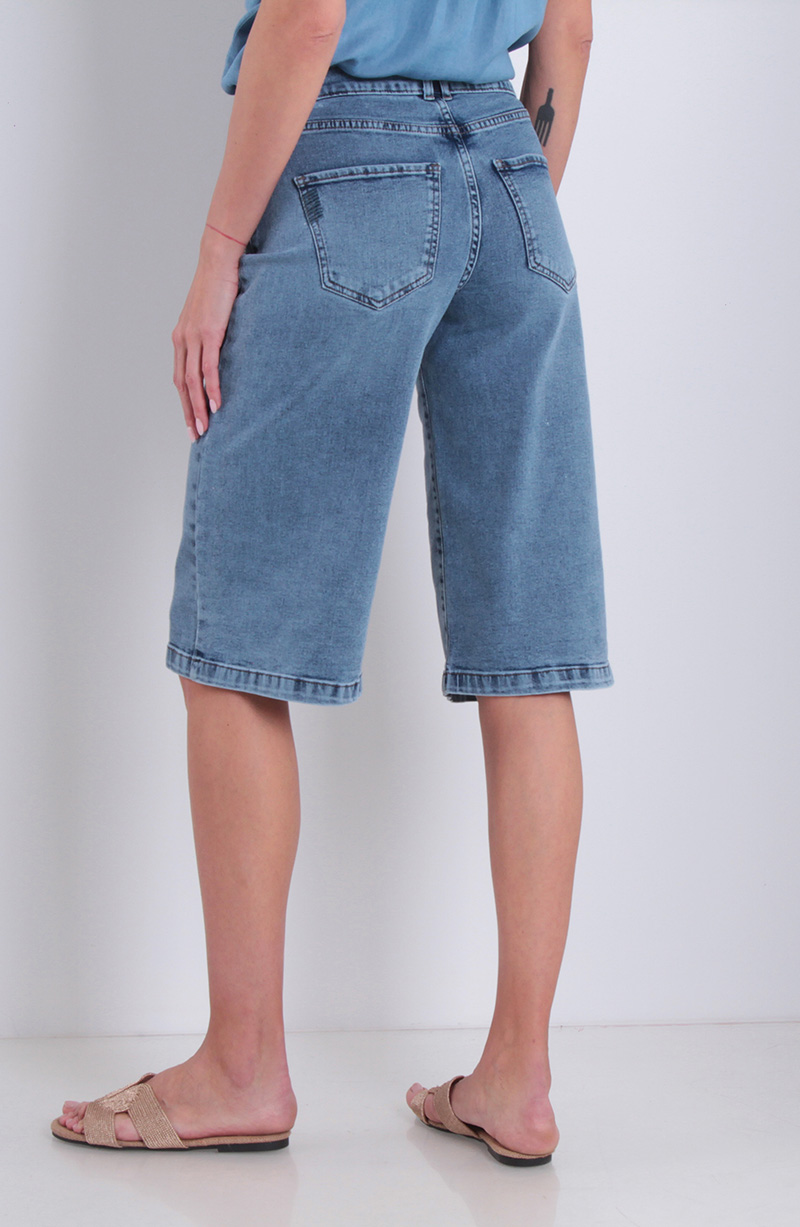 Bermuda Jort Denim Tiro Alto Pretina Interna 2 Botones hover