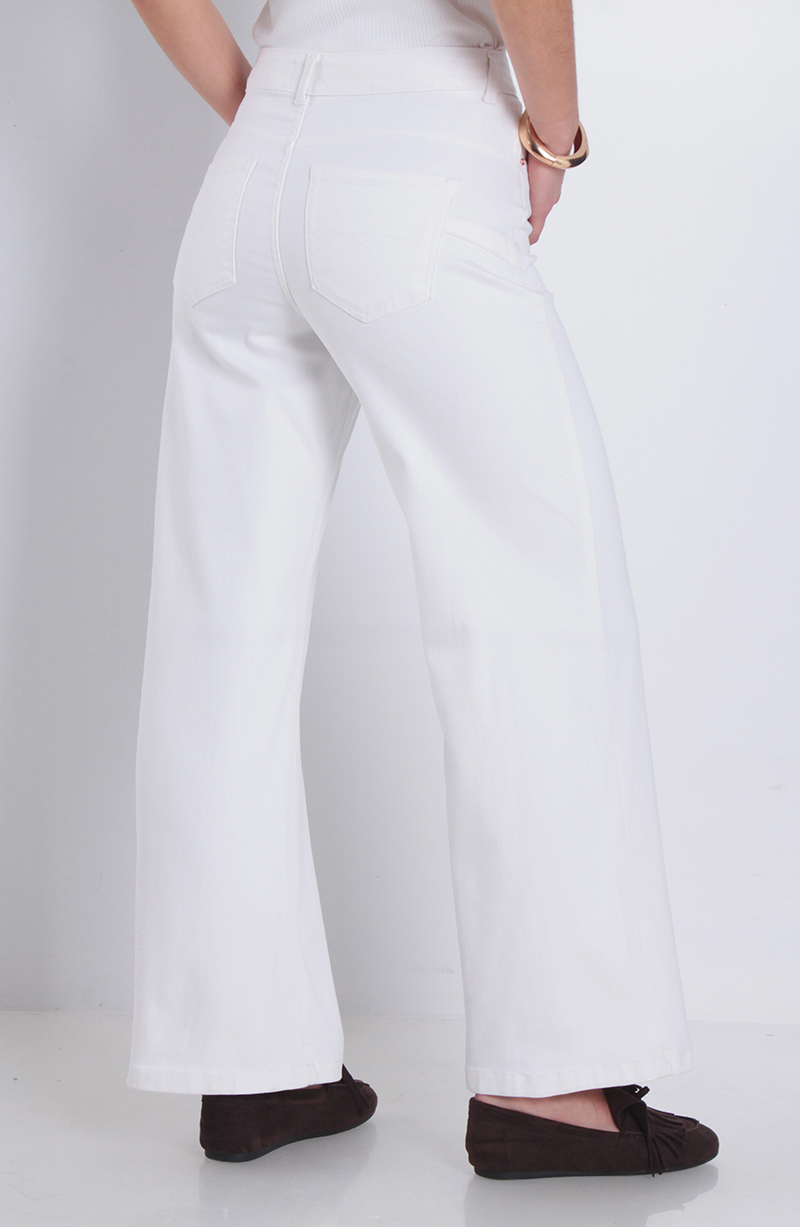 Jeans Wide Leg Tiro Alto Pretina Basica Un Boton Pinza Costado Secret hover