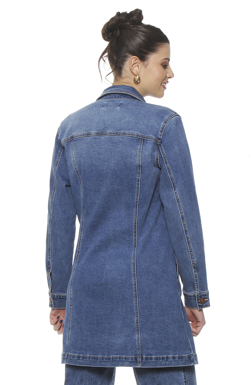 Chaqueta Denim Manga Larga Abotonada En Delantero hover