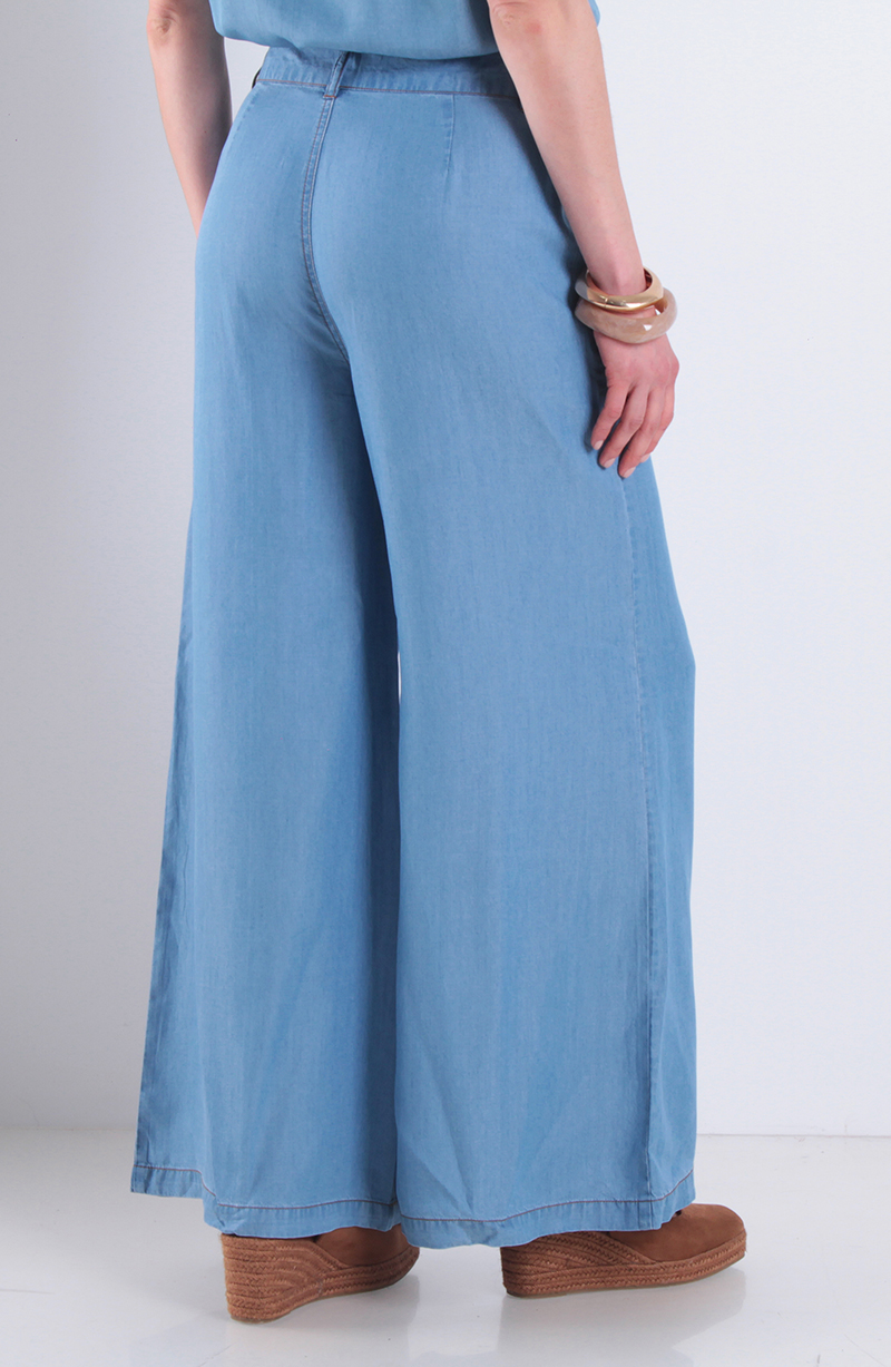 Pantalon Lyocell Wide Leg Tiro Alto Pretina Basica 1 Boton hover
