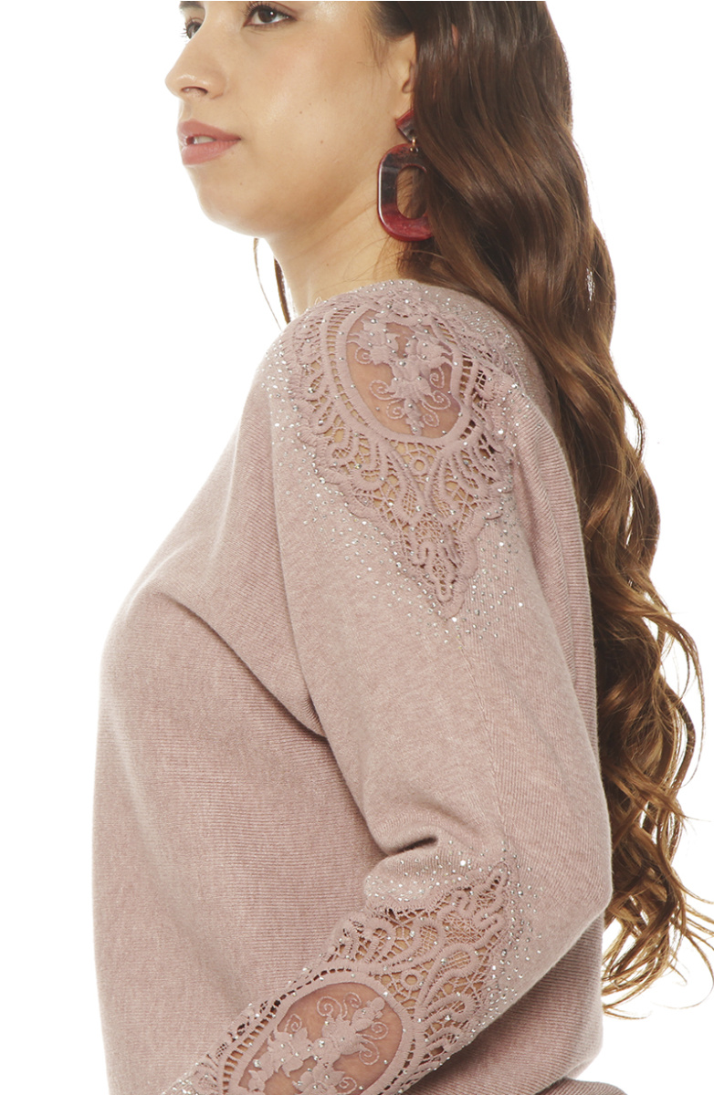 SWEATER MANGA LARGA CON APLICACION ESCCOTE REDONDO