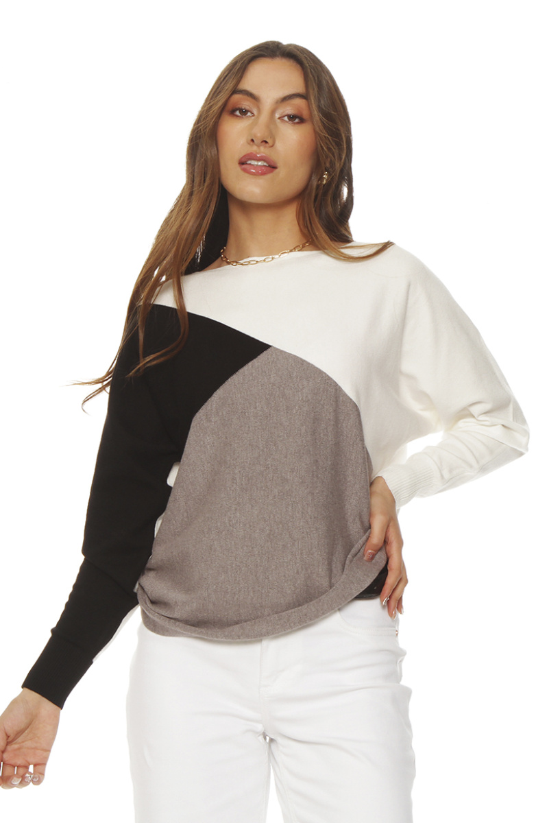 SWEATER MANGA LARGA ESCOTE BOTE ASIMETRICO