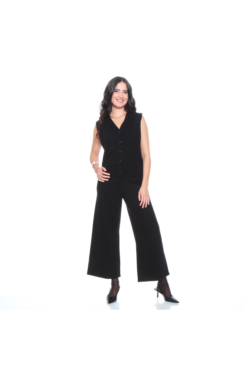 CONJUNTO CHALECO SIN MANGA Y PANTALON WIDE LEG TIRO ALTO