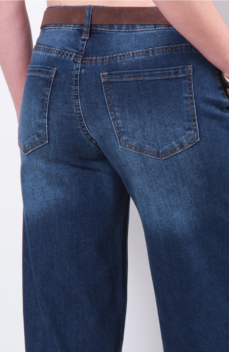 JEANS WIDE LEG CROPPED TIRO MEDIO PRETINA BASICA 1 BOTON CON CINTURON