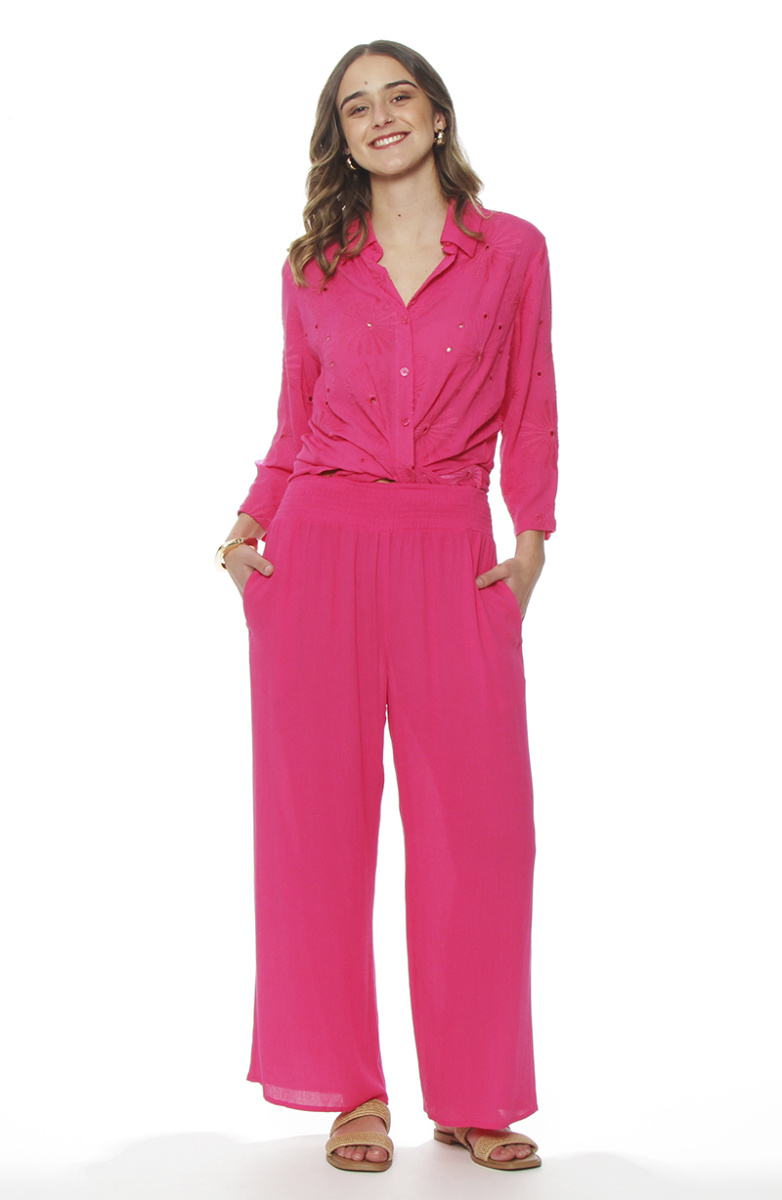 PANTALON WIDE LEG TIRO ALTO PRETINA ELASTICADA