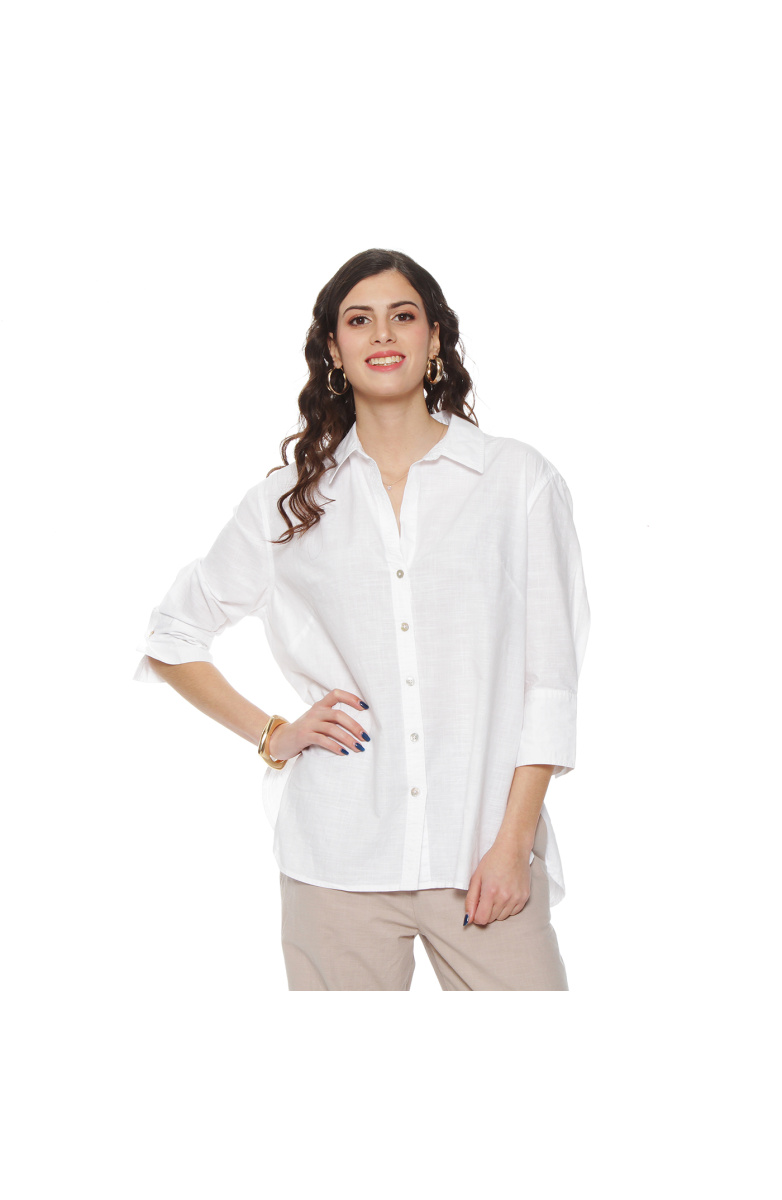 BLUSA MANGA LARGA LINO ABOTONADA EN DELANTERO