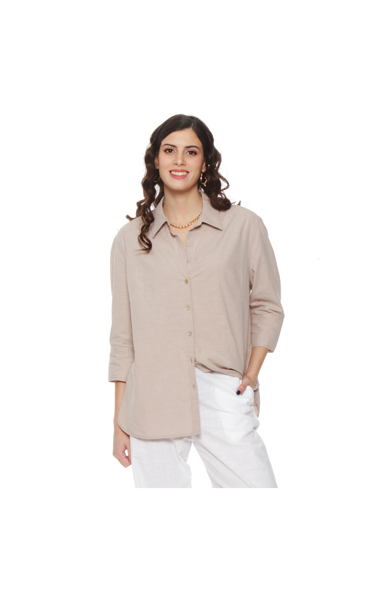 BLUSA MANGA LARGA LINO ABOTONADA EN DELANTERO