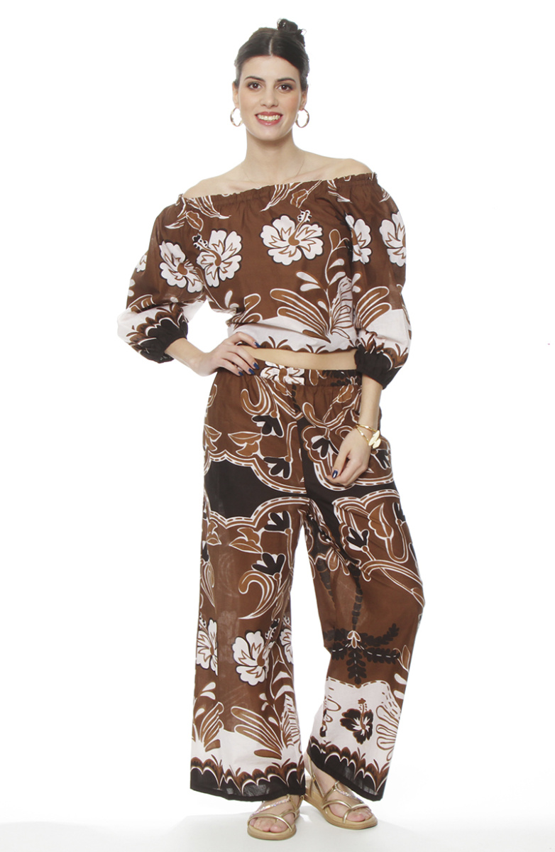 PANTALON WIDE LEG ESTAMPADO TIRO ALTO PRETINA BASICA