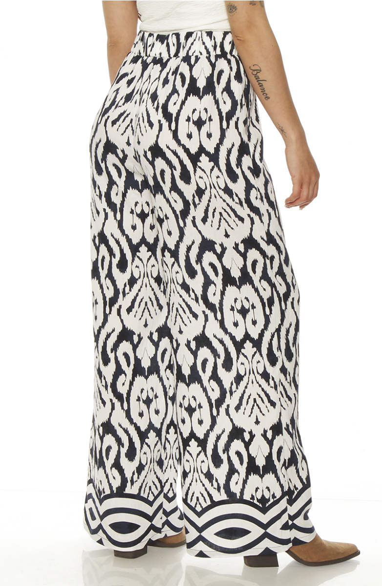 PANTALON WIDE LEG ESTAMPADO TIRO ALTO PRETINA ELASTICADA