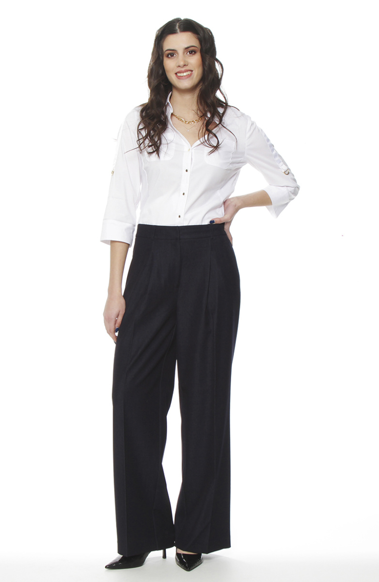 PANTALON RECTO TIRO ALTO PRETINA BASICA