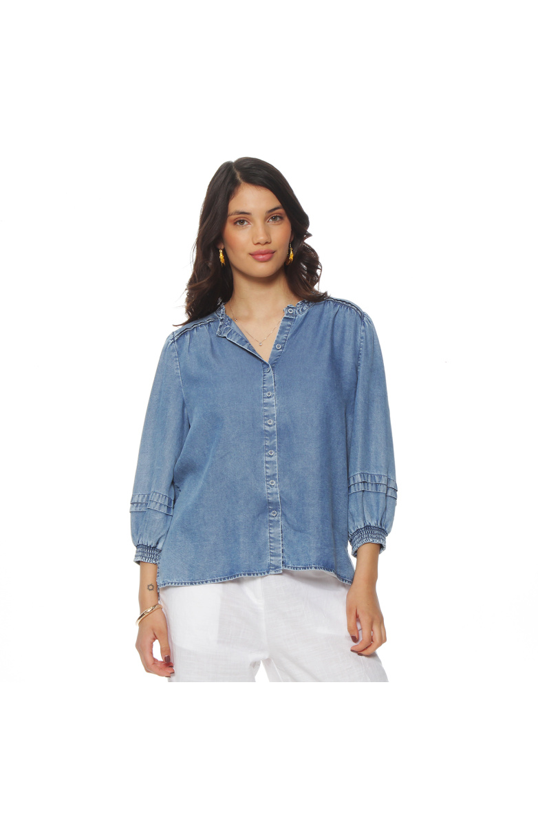 BLUSA MANGA LARGA LYOCELL ABOTONADA EN DELANTERO