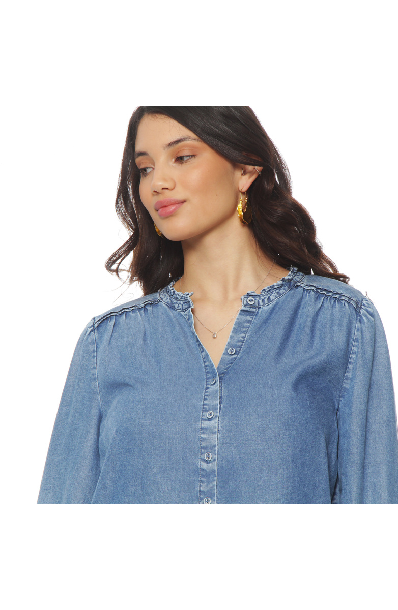 BLUSA MANGA LARGA LYOCELL ABOTONADA EN DELANTERO