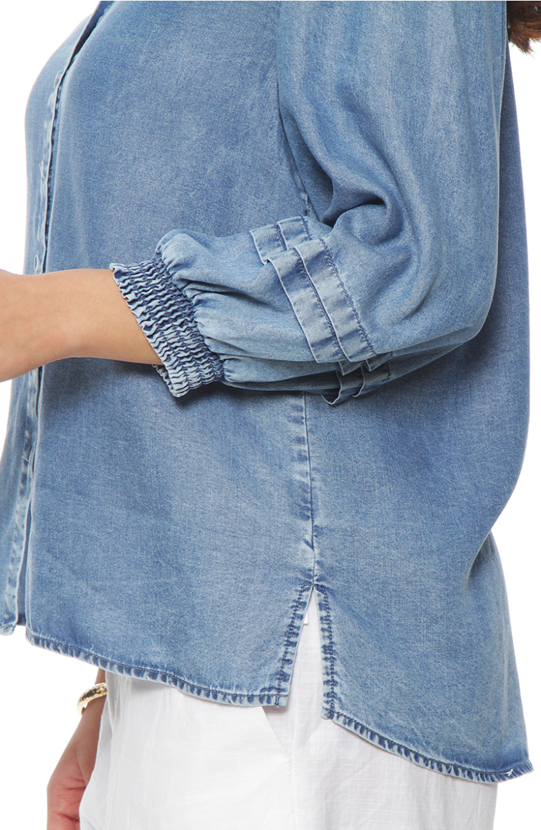 BLUSA MANGA LARGA LYOCELL ABOTONADA EN DELANTERO