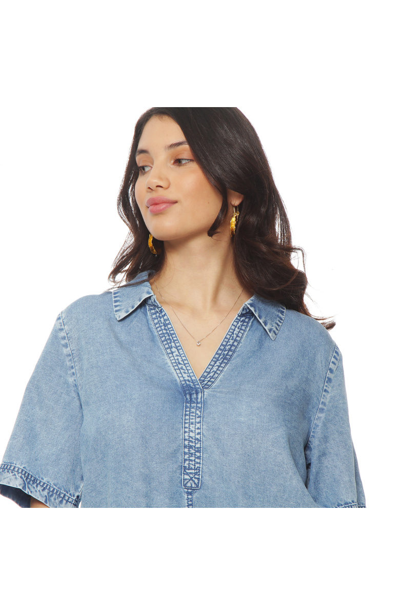 BLUSA MANGA CORTA LYOCELL ESCOTE V