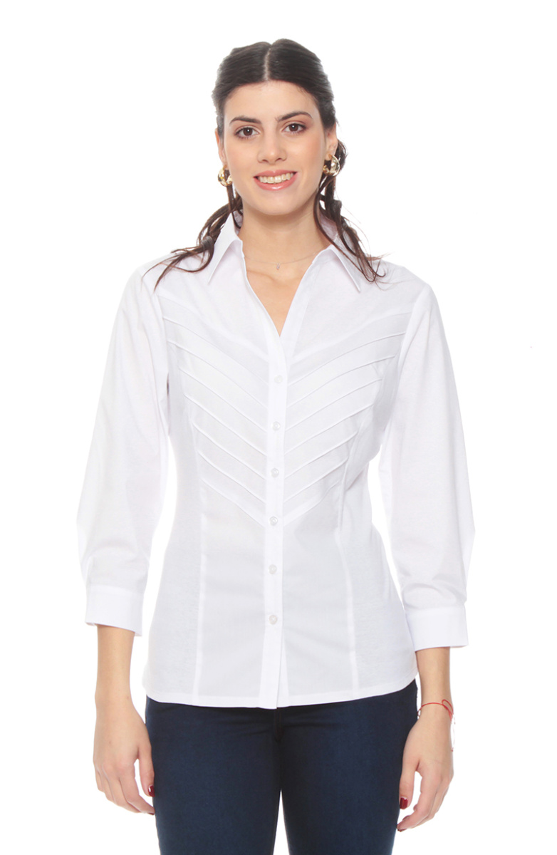 BLUSA MANGA 3/4  CON ALFORZA EN DELANTERO