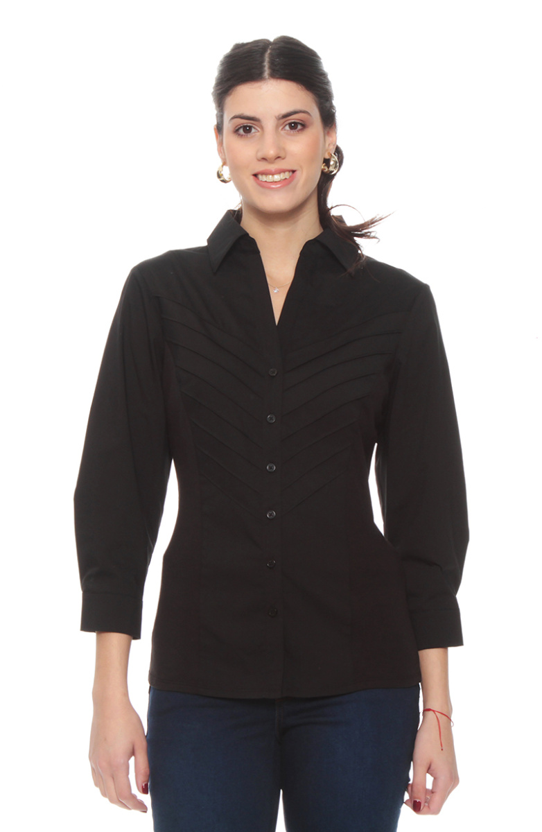 BLUSA MANGA 3/4  CON ALFORZA EN DELANTERO