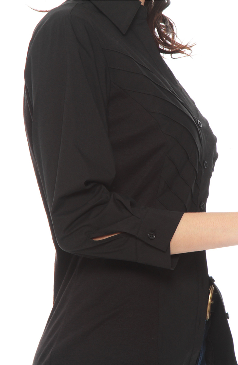 BLUSA MANGA 3/4  CON ALFORZA EN DELANTERO