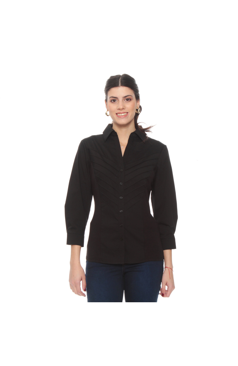 BLUSA MANGA 3/4  CON ALFORZA EN DELANTERO