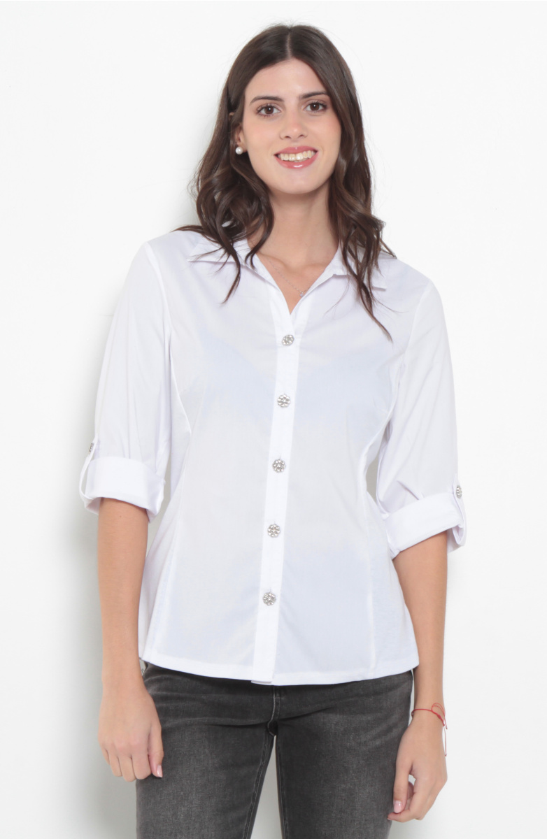 BLUSA MANGA 3/4  ABOTONADA EN EL DELANTERO