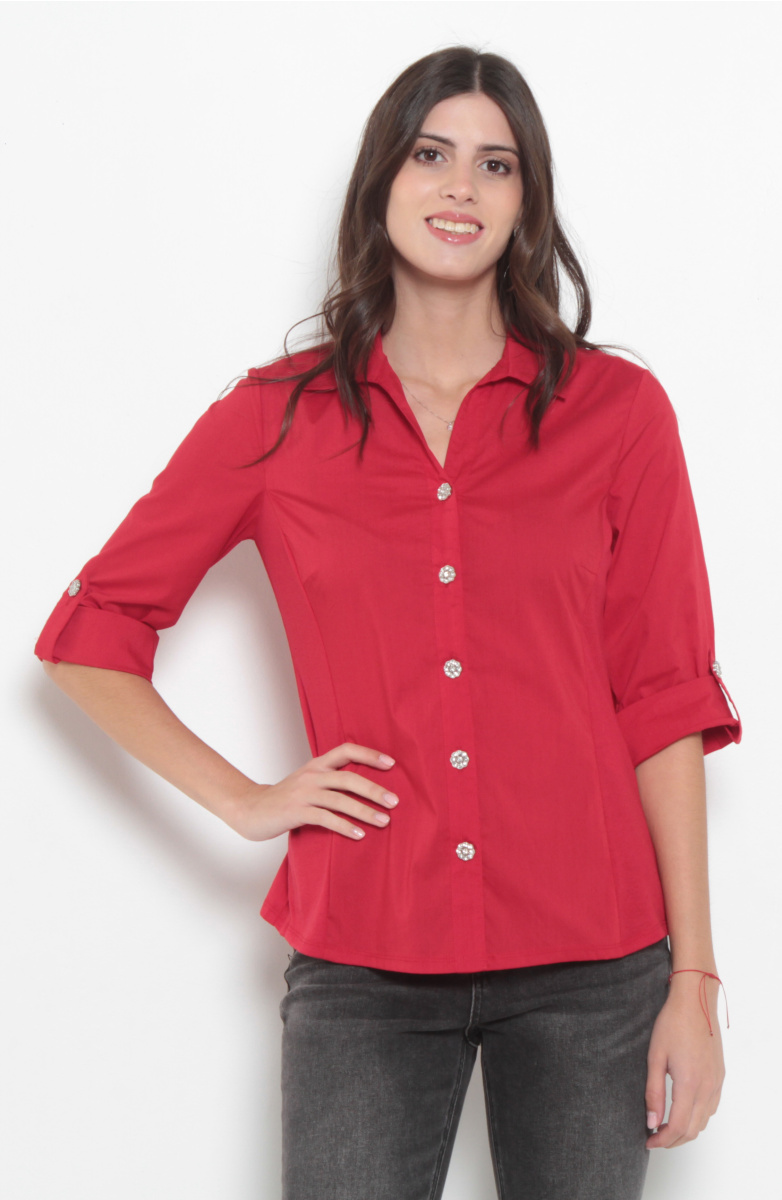 BLUSA MANGA 3/4  ABOTONADA EN EL DELANTERO