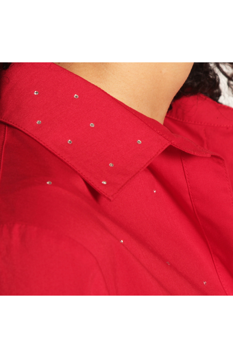BLUSA MANGA 3/4 ABOTONADA EN DELANTERO Y APLICACION EN STRASS