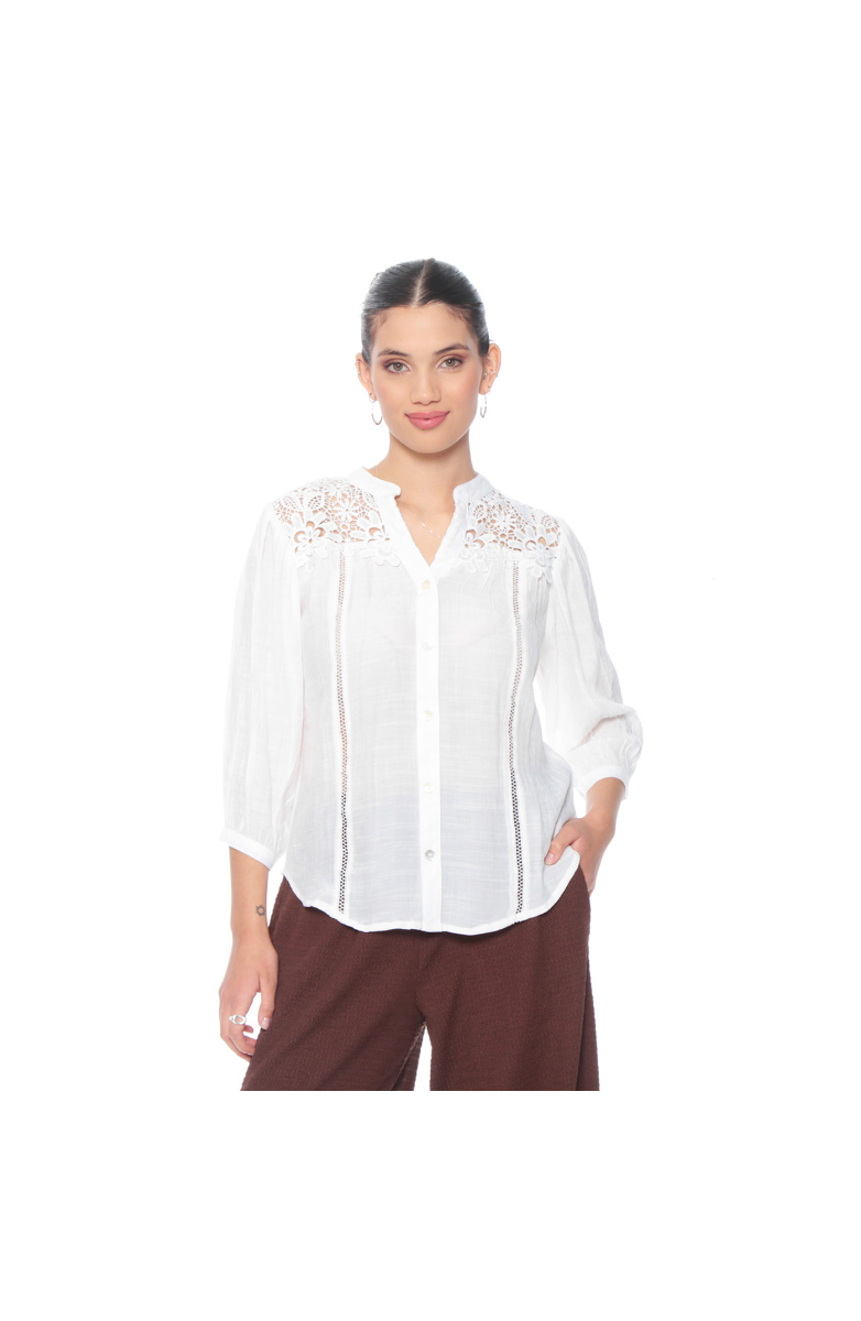 BLUSA MANGA LARGA XON BRODERY EN DELANTERO Y ESPALDA ESCOTE V