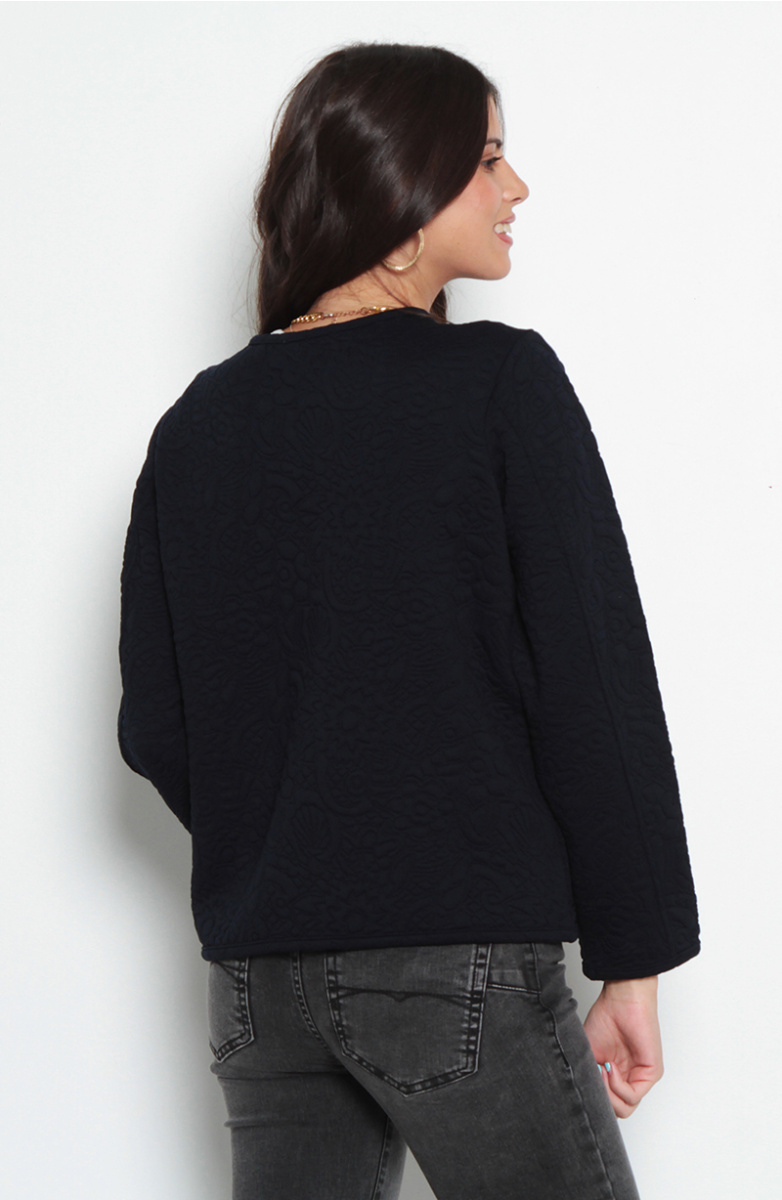 CHAQUETA MANGA LARGA ABOTONADA ESCOTE REDONDO CON BOLSILLOS