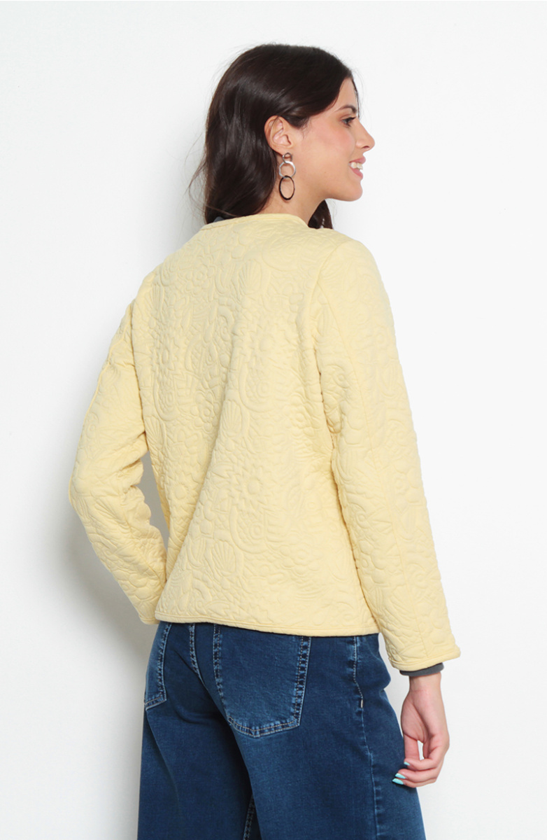 CHAQUETA MANGA LARGA ABOTONADA ESCOTE REDONDO CON BOLSILLOS