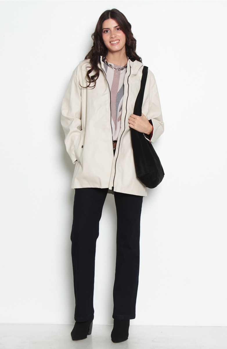 CHAQUETA IMPERMEABLE MANGA LARGA CON CAPUCHA