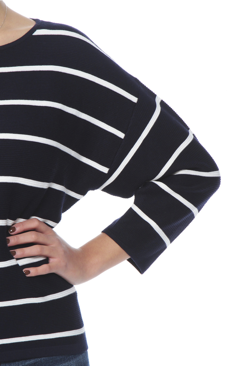 SWEATER MANGA 3/4 LISTADO CUELLO BOTE