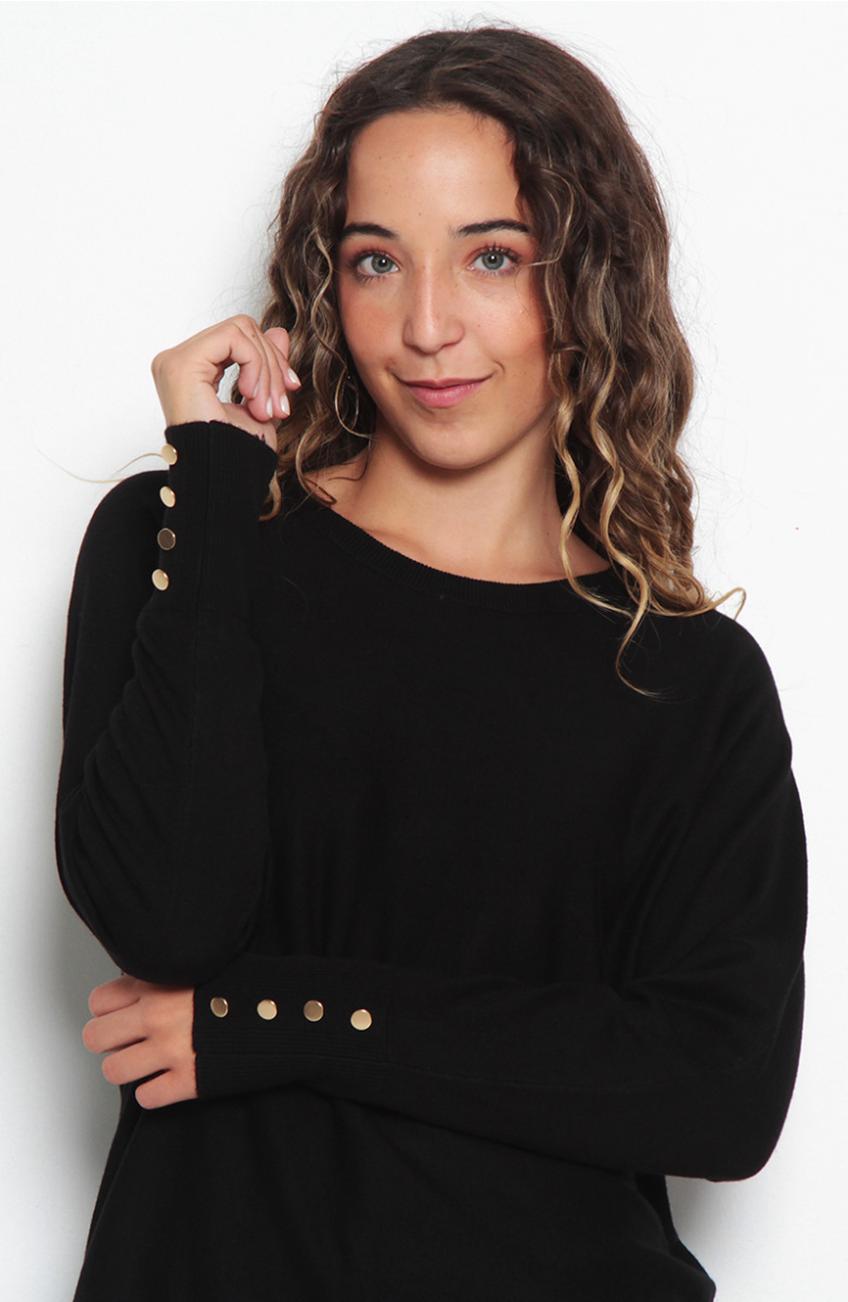 SWEATER MANGA LARGA SOLIDO ESCOTE REDONDO